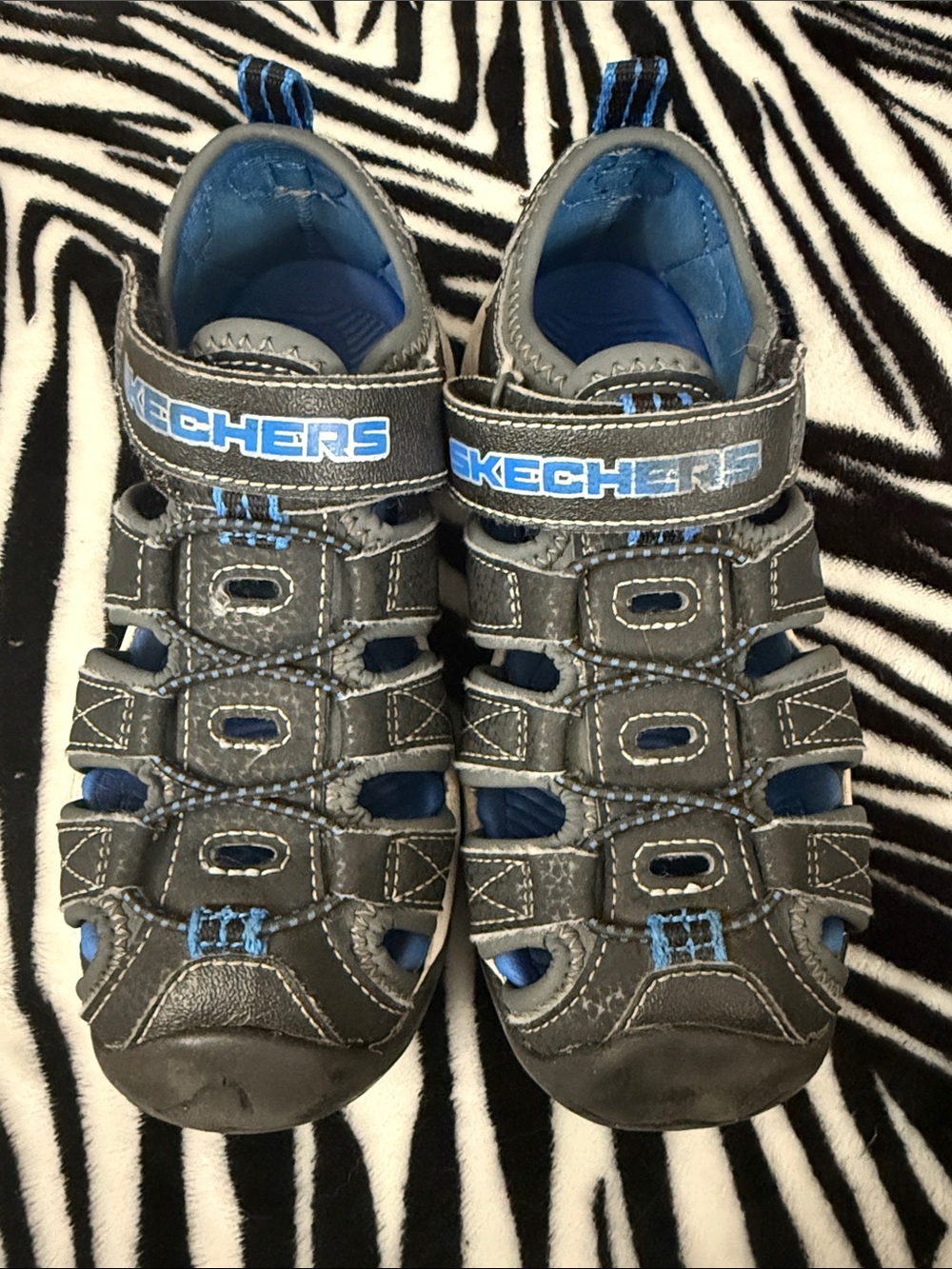Skechers Kids Gray and Blue Closed-Toe Sport Sandals